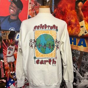 Vintage 90s Celebrate Earth Crewneck Humanity Nature Sweatshirt‎ Sz 3XL